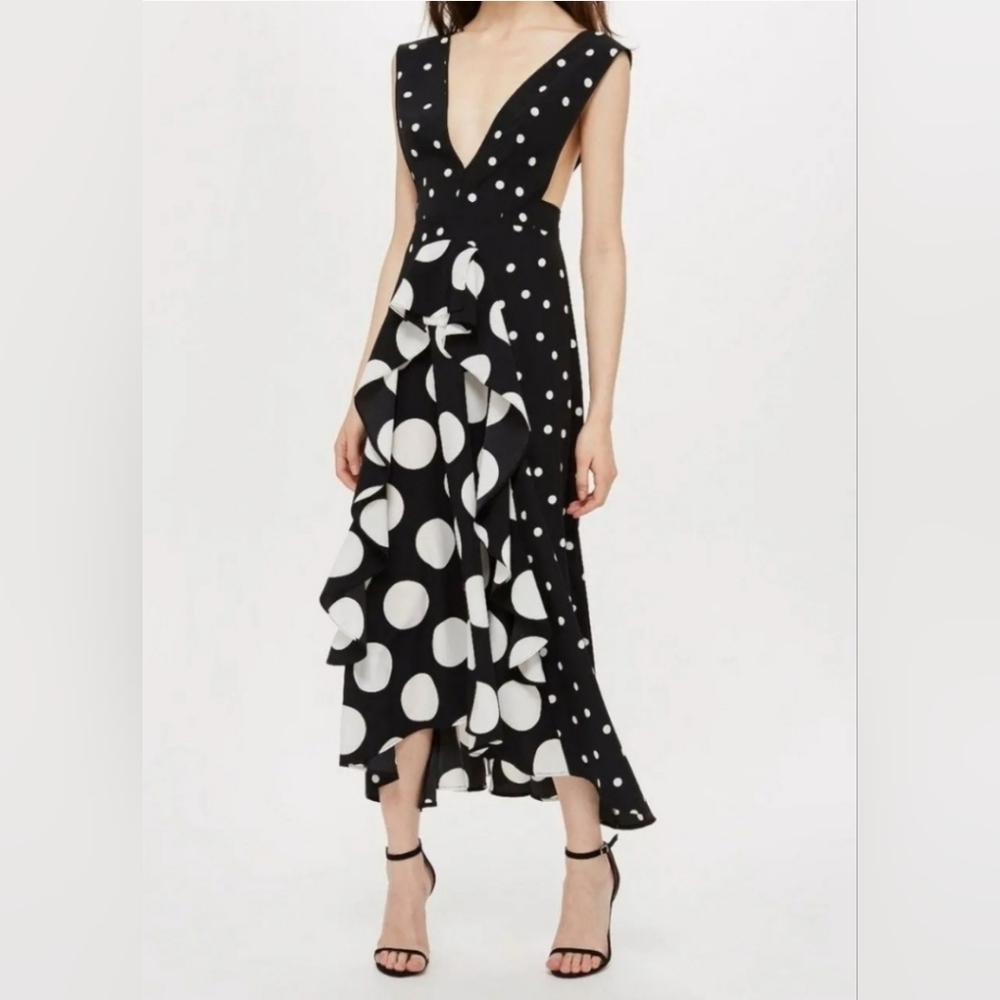 Topshop mixed polka dot dress / Sz 4 / Pre-loved